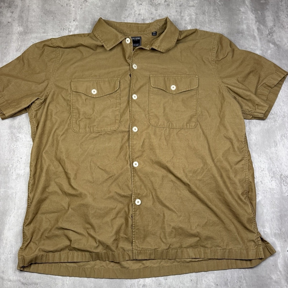 Todd Snyder Corduroy Panama Shirt Mens XXL Short Sleeve Button Tan 34-SH12910112